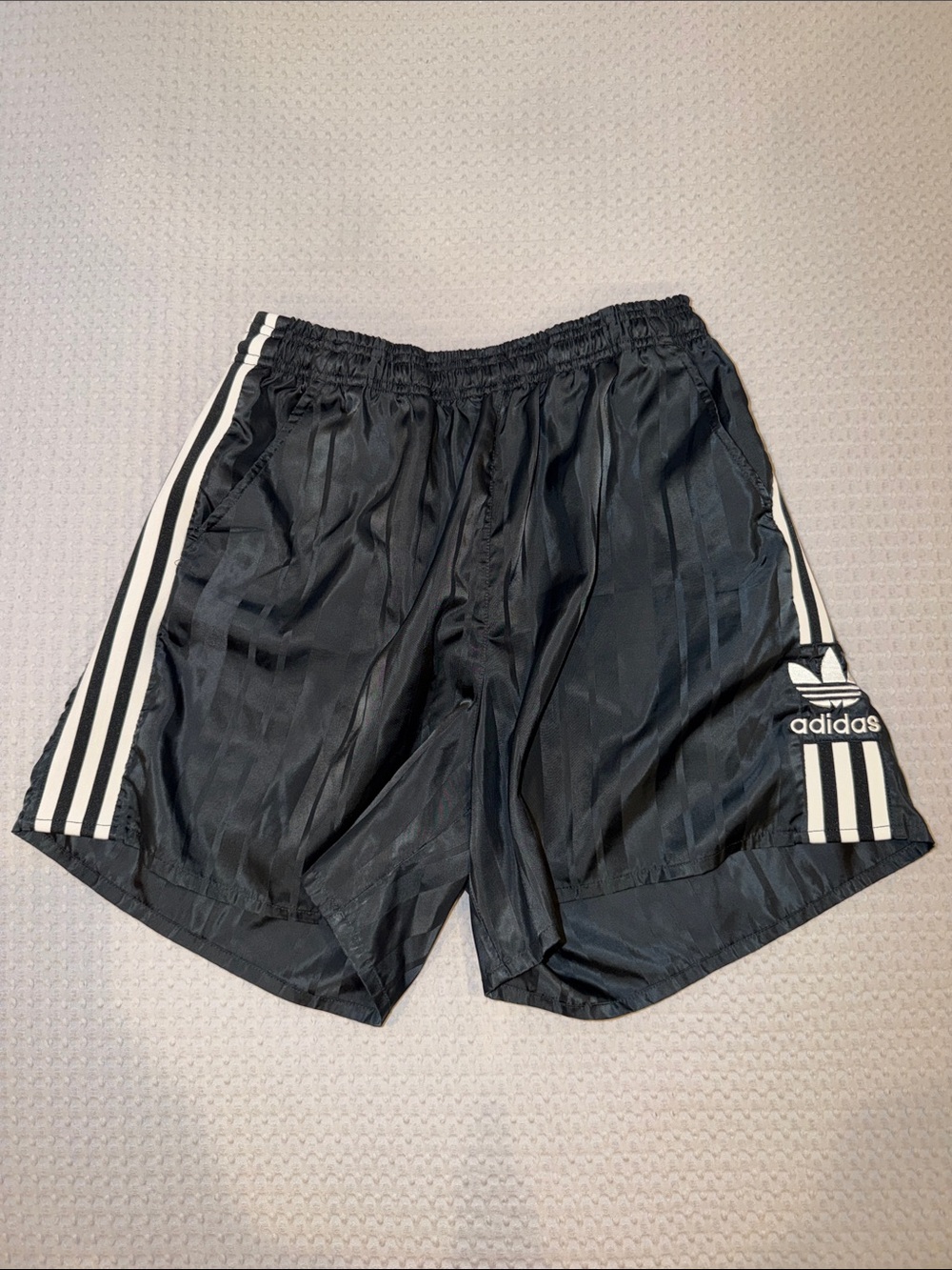 adidas Black Athletic Shorts with White Three-Stripes